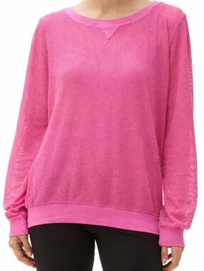 Michael Stars Kai Mesh LS Top In Fandango Pink Size OS